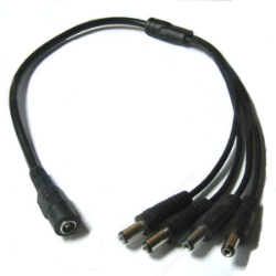 1 to 4 DC Power Splitter Cable, 2.1mm Plugs, 12VDC Female 2.1mm Jack, 4 Male 2.1mm, Plugs, CCTV Power, PTA1